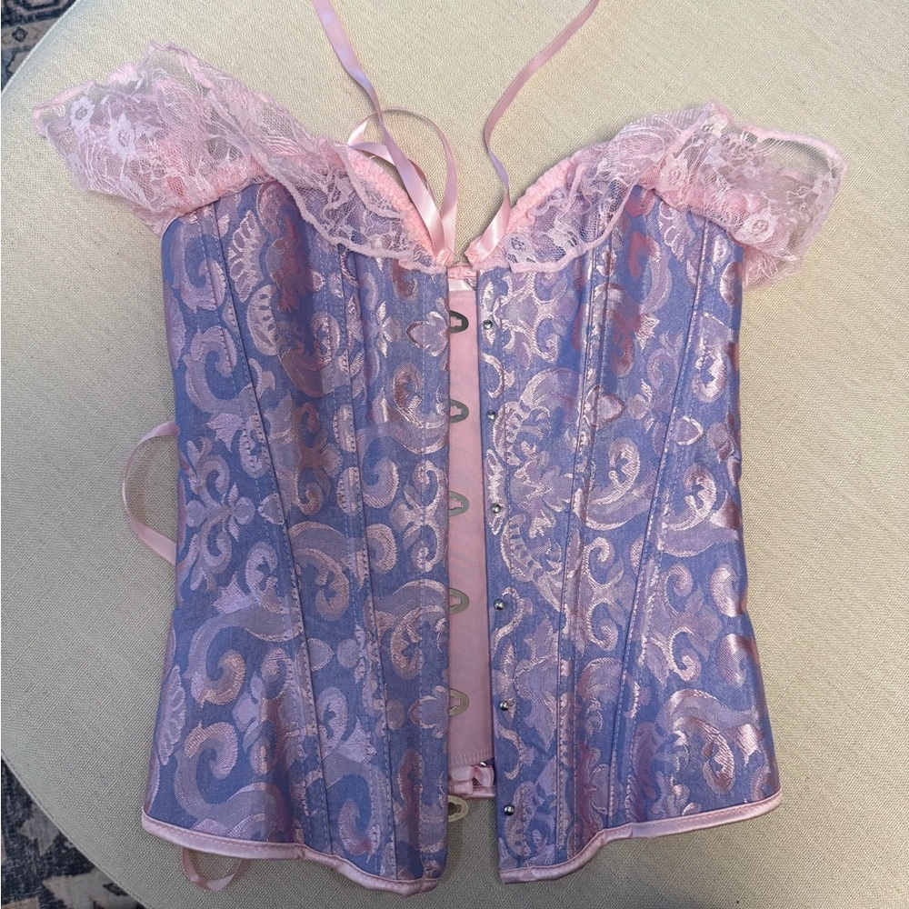 Pink and Purple Lace Corset Top